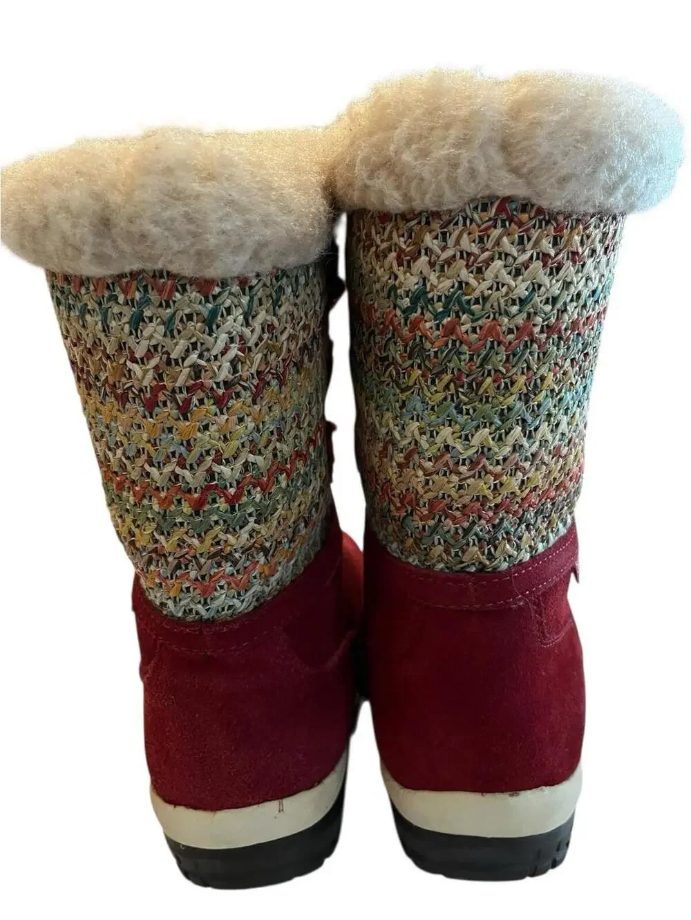 Bearpaw Snow Boot Red Suede Sheepskin Womens Ophelia Size 9 2624.17